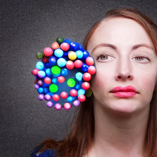 Image similar to portrait photo of woman with vortex marbles instead of eyes