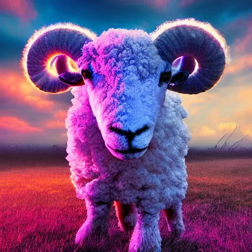 Image similar to electric sheep, fluffy, 4k, hdr, surreal