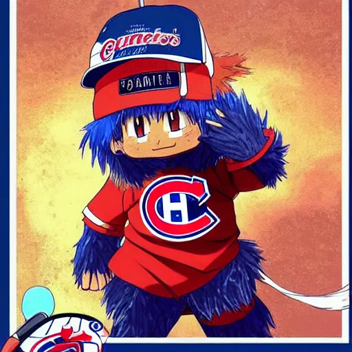 Image similar to anime Portrait of Youppi the Habs Montreal Canadiens Mascot as a very cute powerful and friendly pokemon, highly detailed anime, high evolution, 1990s, legendary, smooth, sharp focus, dynamic lighting, intricate, trending on ArtStation, illustration pokemon, art by WLOP