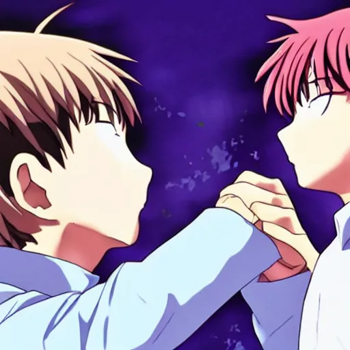 Image similar to shinji ikari and kaworu nagisa kissing, HD