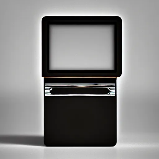 Prompt: an old, filthy, broken, 1960s-era, retro device, made of brushed steel, for displaying recipes, digital pong screen, set on a kitchen counter, dramatic constrasting light, redshift render, but as high contrast photography, featured on behance, golden ratio, f32, well composed, cohesive, from the show X-Files