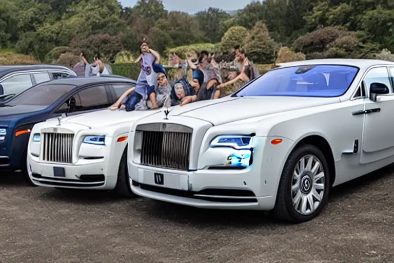 Image similar to stoned teenagers decided to drown Rolls-Royce