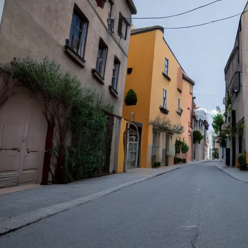 Image similar to a perfect street with no cars, houses designed by famous architect. bikes. cinematic, 8 k, inspirational.