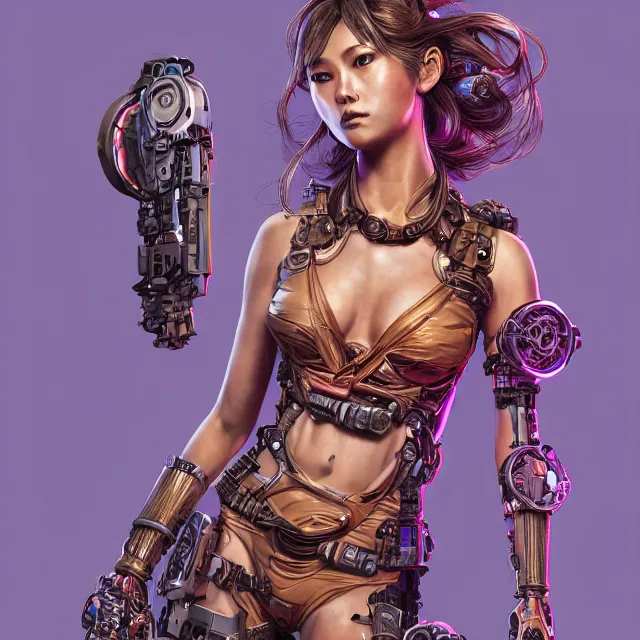 Image similar to the portrait of true neutral semi - colorful female cyborg mechanist as absurdly beautiful, gorgeous, elegant, young swimsuit model, an ultrafine hyperdetailed illustration by kim jung gi, irakli nadar, intricate linework, bright colors, octopath traveler, final fantasy, unreal engine 5 highly rendered, global illumination, radiant light, detailed and intricate environment