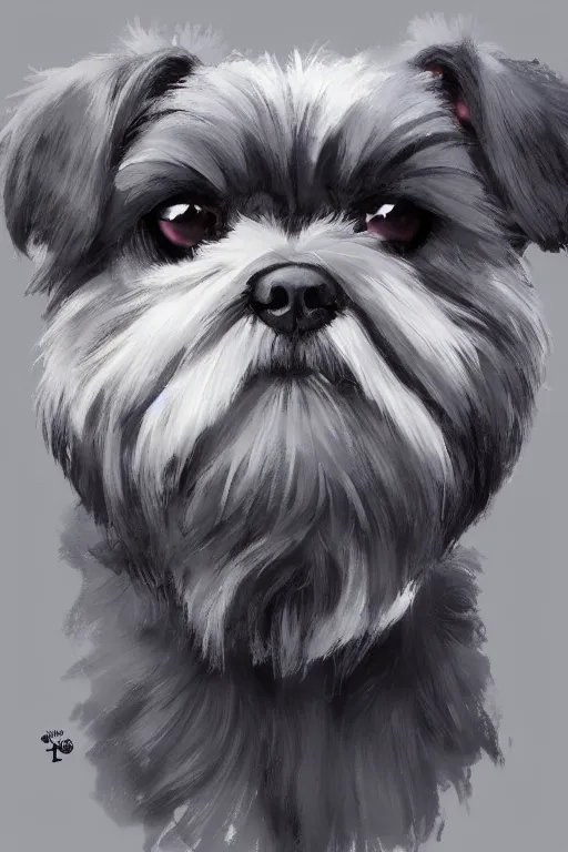 Prompt: An anime portrait of a dark gray shii tzu , by Stanley Artgerm Lau, WLOP, Rossdraws, James Jean, Andrei Riabovitchev, Marc Simonetti, and Sakimichan, tranding on artstation