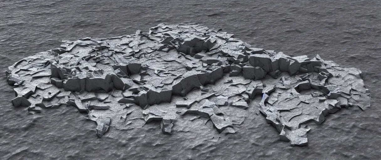 Prompt: a crumbling island in space, 3 d render