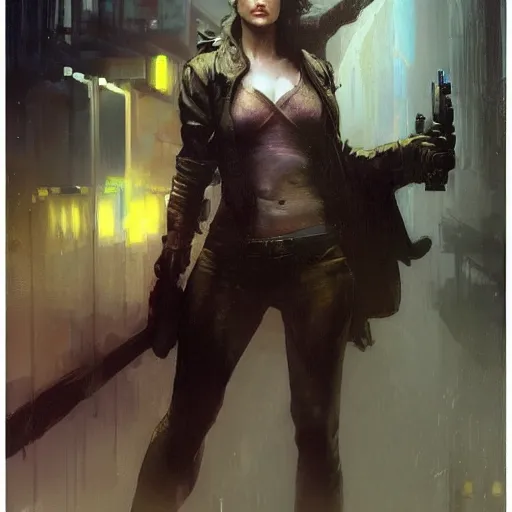 Image similar to alexandra daddario, hyperrealistic full figure, bladerunner street alley, art of elysium by frank frazetta and by jeremy mann and by alphonse mucha, fantasy art, photo realistic, dynamic lighting, artstation, full figure poster, volumetric lighting, very detailed face, 4 k, award winning