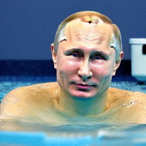 Prompt: Putin swimming inside a toilet