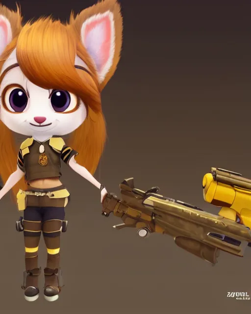 Prompt: female furry mini cute style, highly detailed, rendered, ray - tracing, cgi animated, 3 d demo reel avatar, style of maple story and zootopia, maple story gun bumblebee girl, bee chibi, soft shade, soft lighting