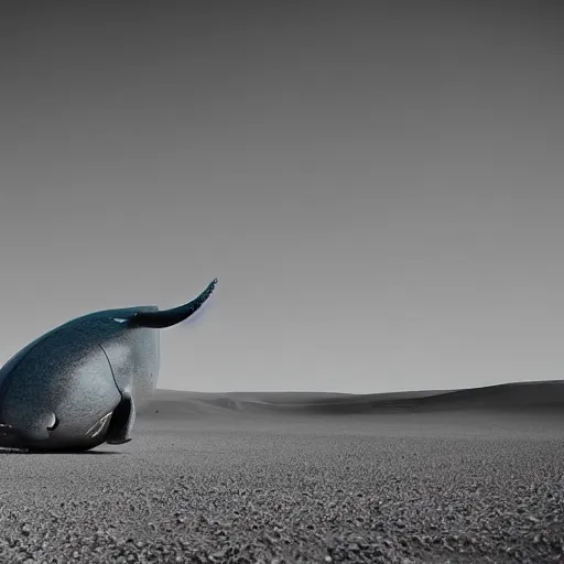 Image similar to 🐋🐳🐉🤖 in desert, photography by bussiere rutkowski andreas roch