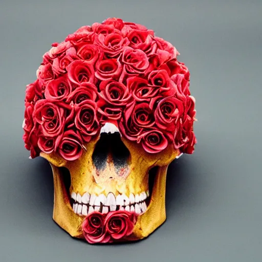 Prompt: Skull made out of roses