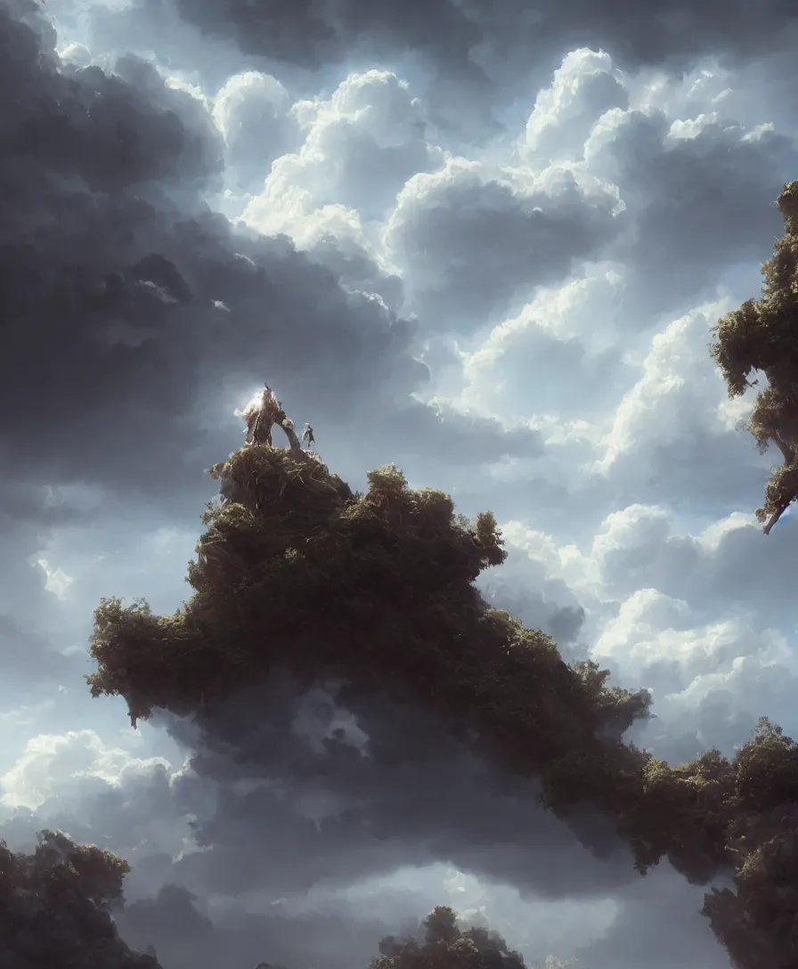 Image similar to hyper realistic brother the clouds, illustrated by greg rutkowski, beautiful volumetric lighting, intricate, ultra detailed, photorealistic, trending on artstation, octane render, 8 k