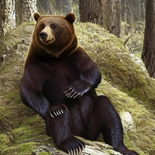 Image similar to a bear with the face of bear grylls