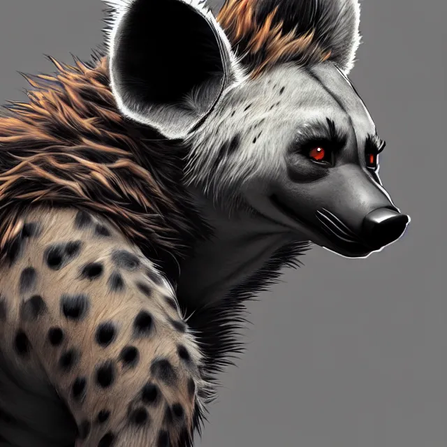 Prompt: character concept art of a male anthropomorphic furry hyena | | cute - fine - face, pretty face, key visual, realistic shaded perfect face, fine details by stanley artgerm lau, wlop, rossdraws, james jean, andrei riabovitchev, marc simonetti, and sakimichan, trending on artstation