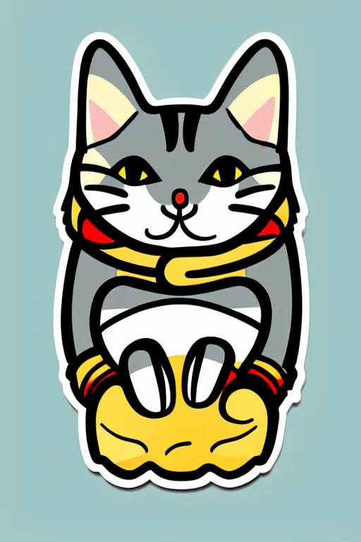 Image similar to Portrait of a cat that is a sumo wrestler, sticker, colorful, illustration, highly detailed, simple, smooth and clean vector curves, no jagged lines, vector art, smooth