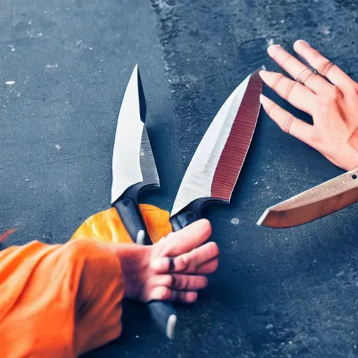 Prompt: Two women fighting with knifes