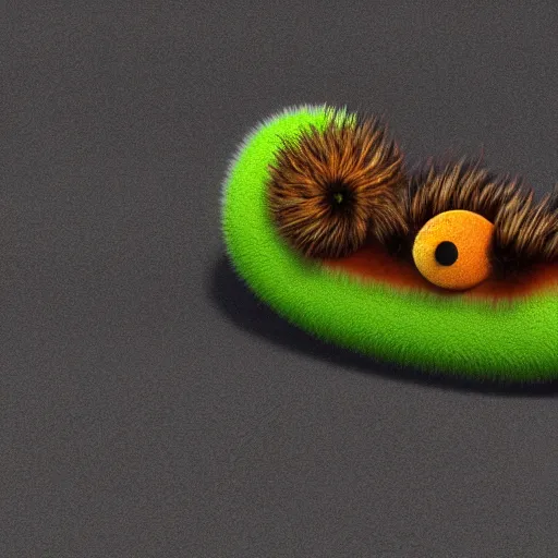 Prompt: a cute fuzzy caterpillar walking on a leaf, digital art, 3 d render, 8 k, 4 k