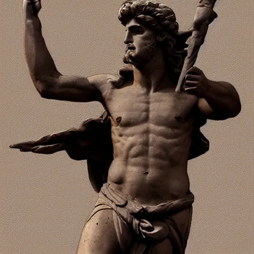 Image similar to AOC in the style of a greek statue