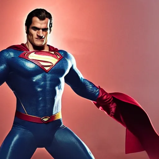 Image similar to Henry Cavill as Omni-Man in Invincible, promo shoot, studio lighting