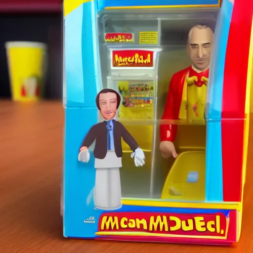Image similar to saul goodman plastic mcdonalds toy realistic photo