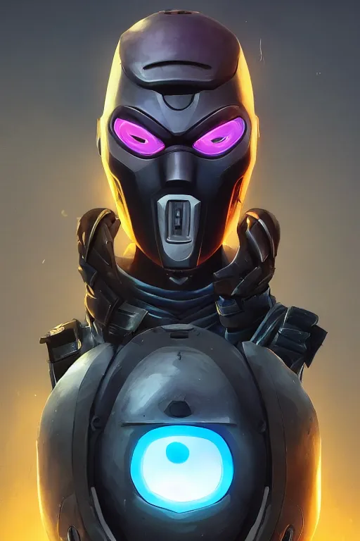 Image similar to epic mask helmet robot ninja portrait stylized as fornite style game design fanart by concept artist gervasio canda, behance hd by jesper ejsing, by rhads, makoto shinkai and lois van baarle, ilya kuvshinov, rossdraws global illumination radiating a glowing aura global illumination ray tracing hdr render in unreal engine 5