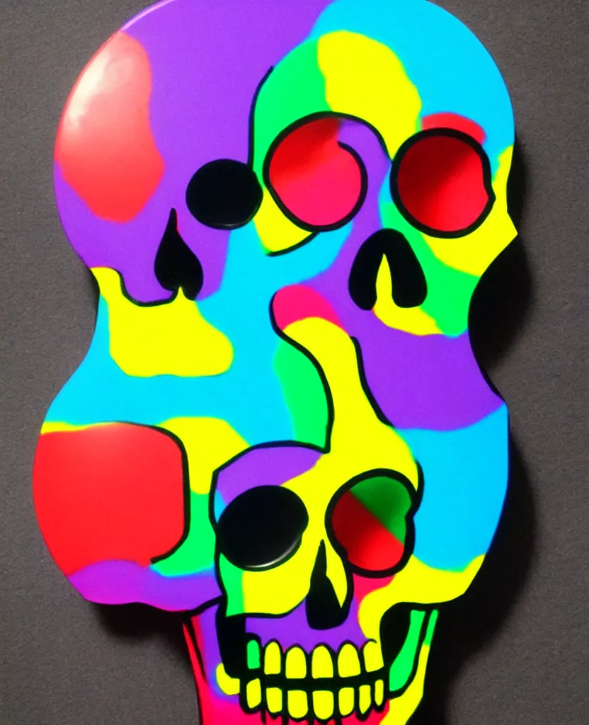 Prompt: rainbow skull art toy, vinyl, resin, handmade, pop art brutalist style, picasso andy warhol bad art surreal