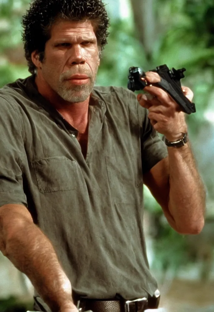 Prompt: Ron Perlman as Ian Malcolm from Jurassic Park (1993)