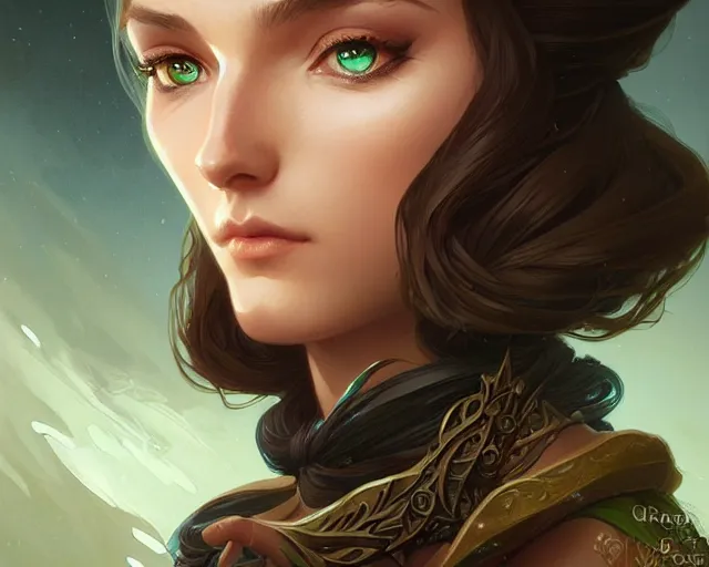 Image similar to brown eyes green eyes blue eyes, deep focus, d & d, fantasy, intricate, elegant, highly detailed, digital painting, artstation, concept art, matte, sharp focus, illustration, hearthstone, art by artgerm and greg rutkowski and alphonse mucha