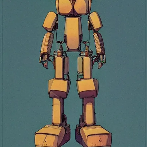 Prompt: Mœbius (((((((((((giant retro human shaped robot))))))))))) . muted colors. by Jean-Baptiste Monge !!!!!!!!!!!!!!!!!!!!!!!!!!!!!!!!!!!!!!!!