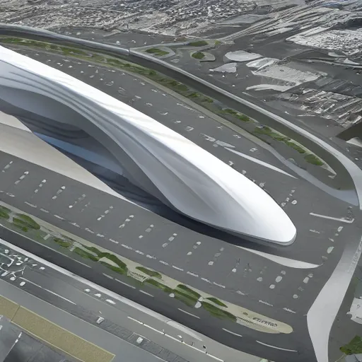 Prompt: LaGuardia if it were designed by Zaha Hadid