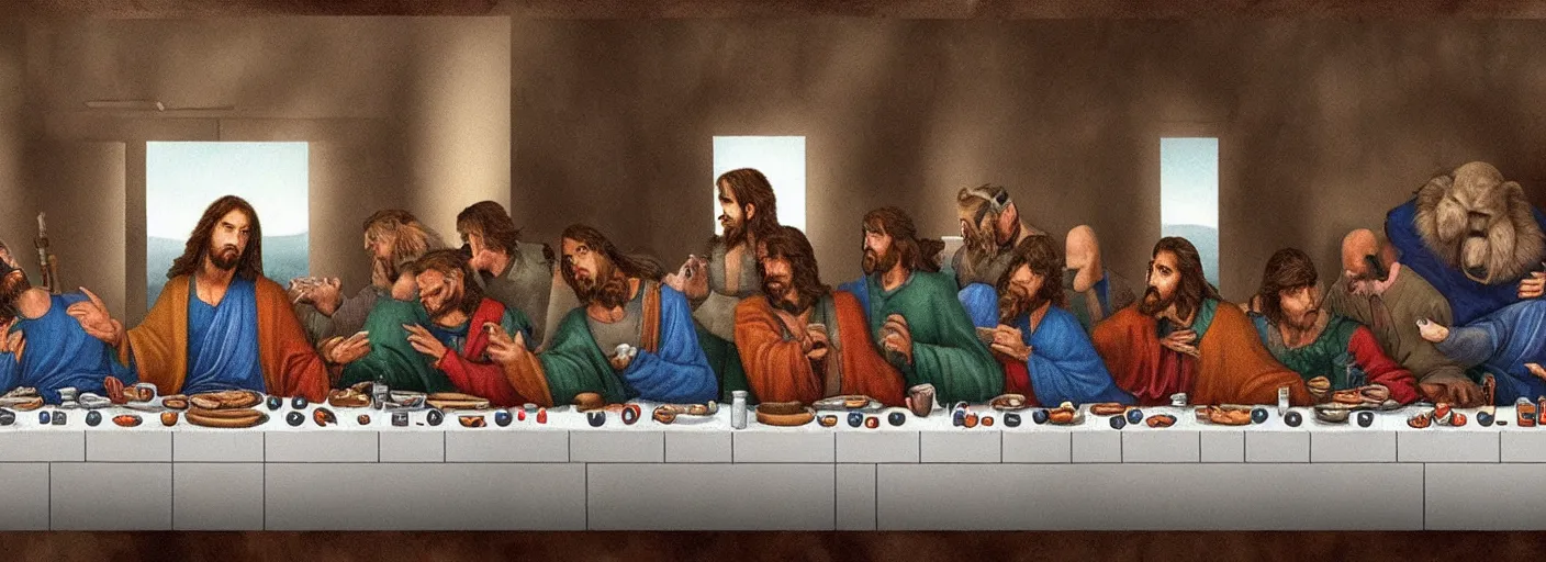 Image similar to the last supper with star wars characters.