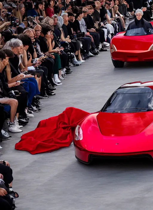 Image similar to hyperrealistic and heavy detailed balenciaga runway show of cars, leica sl 2 5 0 mm, vivid color, high quality, high textured, real life