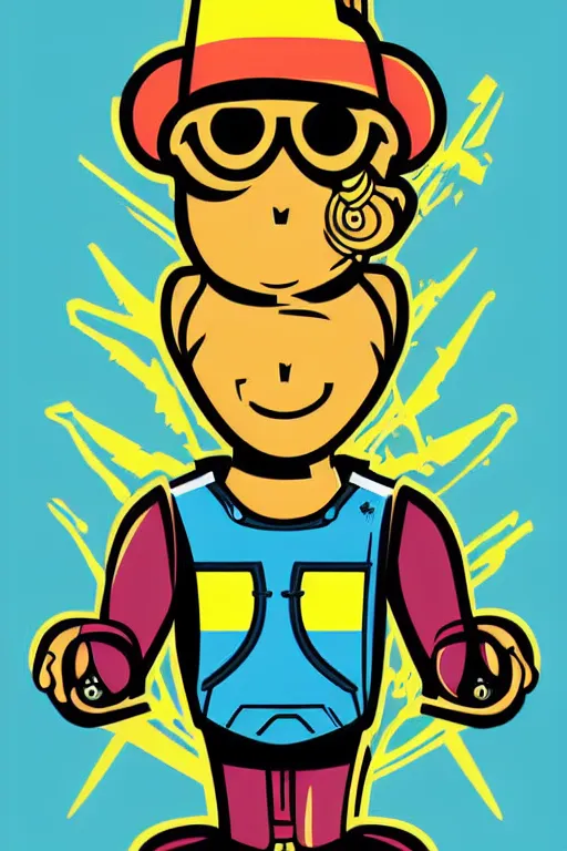 Image similar to fallout 7 6 retro futurist illustration art by butcher billy, sticker, colorful, illustration, highly detailed, simple, smooth and clean vector curves, no jagged lines, vector art, smooth andy warhol style