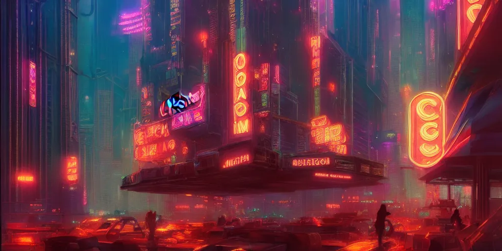 Prompt: Chicago by Neon Light, in the style of Cyberpunk Impressionism, Krenz Cushart, Moebius, and Muchain, Prismatic, Rococo, Pearlescent, reflective, shimmering, highly detailed, masterpiece, dreamy, concept art, Cinema lighting, 8k, trending on artstation