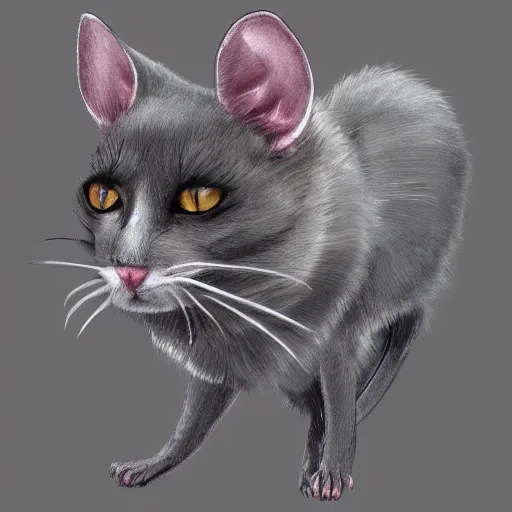 Prompt: concept art of a half cat half rat