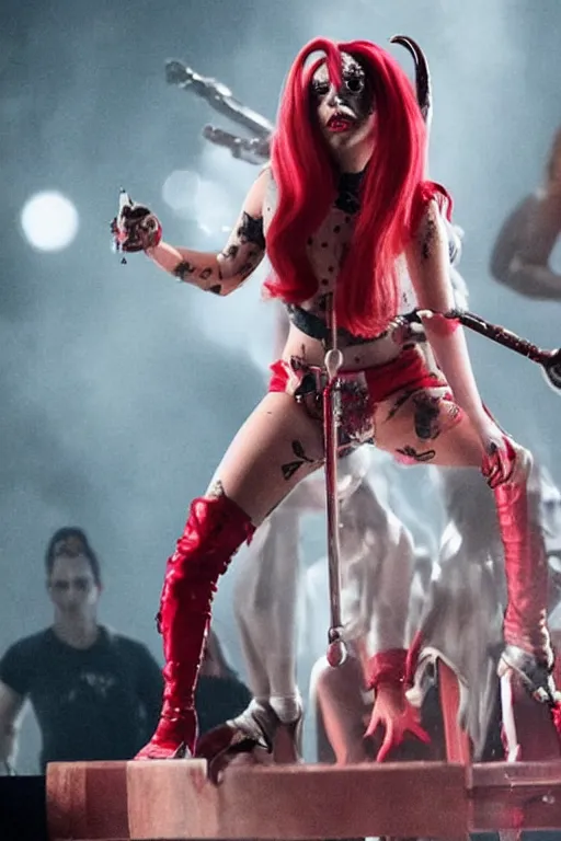 Image similar to lady gaga as harley queen, movie still