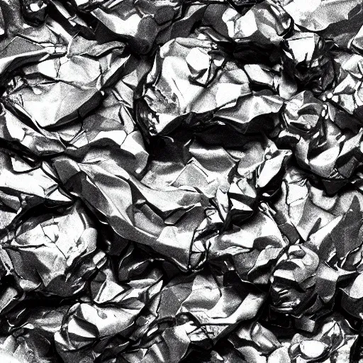 Image similar to texture of crumpled aluminium foil. octane render.