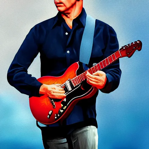 Prompt: mark knopfler playing guitar in spain, digital art portrait, 8 k