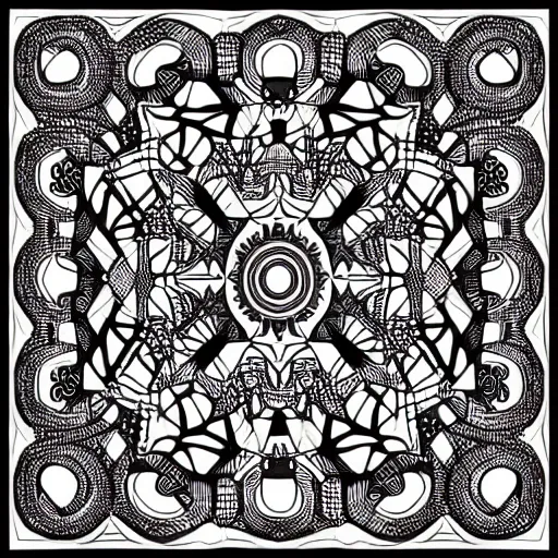 Prompt: intricately detailed pen and ink geometric generative doodle