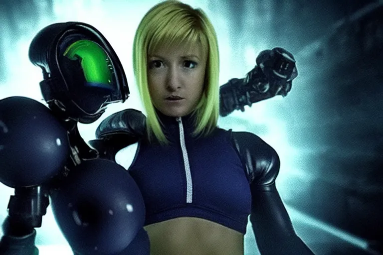 Image similar to samus aran in the new horror movie