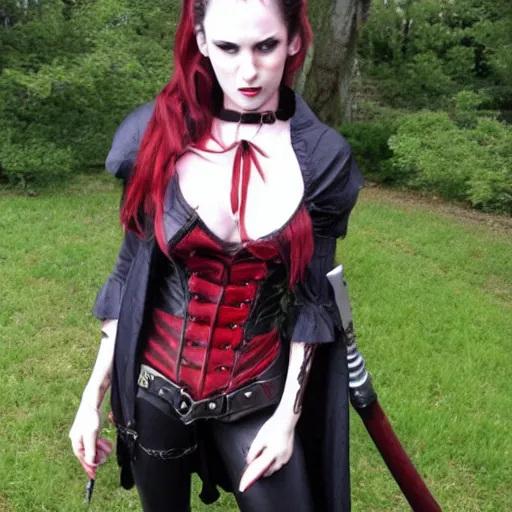 Image similar to full body photo of a female vampire warrior