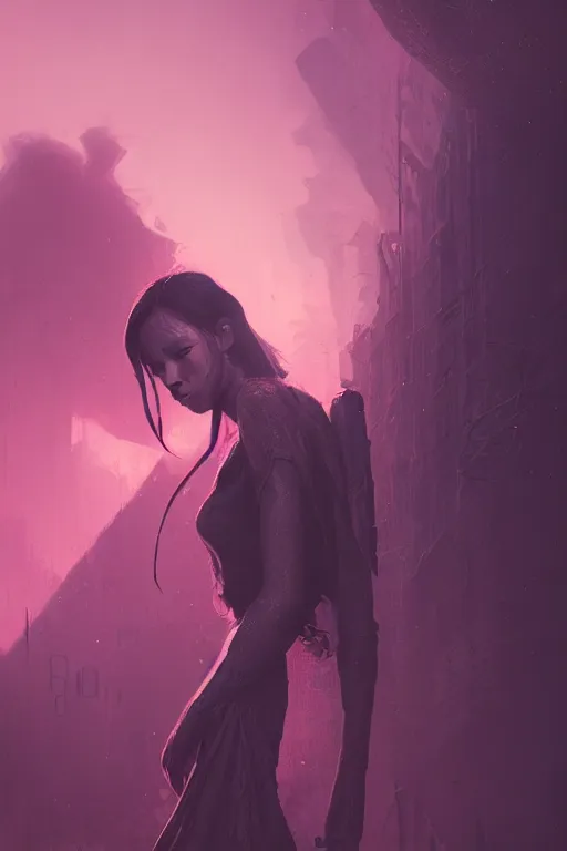 Image similar to A women of unknown race by Greg Rutkowski, beeple, Sung Choi, Mitchell Mohrhauser, Maciej Kuciara, Johnson Ting, Maxim Verehin, Peter Konig, final fantasy, macro lens, 35mm, 8k photorealistic, cinematic lighting, HD, high details, dramatic, dark atmosphere, trending on artstation