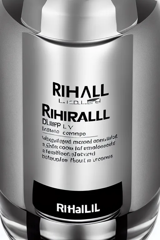 Prompt: a richard mille liquid dietary supplement in a round bottle, refined, simple, pure, white