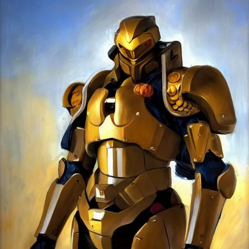 Image similar to greg manchess portrait painting of armored gustav klimt as overwatch character, medium shot, asymmetrical, profile picture, organic painting, sunny day, matte painting, bold shapes, hard edges, street art, trending on artstation, by huang guangjian, gil elvgren, ruan jia, randy vargas, greg rutkowski