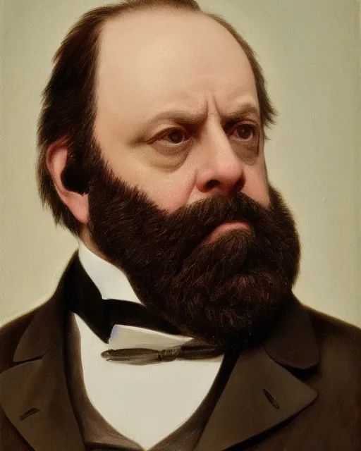 Prompt: facial portrait of paul giamatti portraying united states president rutherford b. hayes!, beard oil on canvas by william sidney mount, 1 8 6 8, trending on artstation