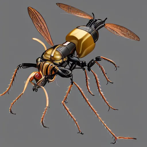 Prompt: a robotic wasp, trending on artstation