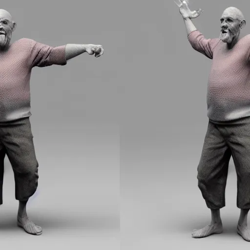 Prompt: old man dancer, full body, hyper realistic, photoreal render, octane render, trending on artstation