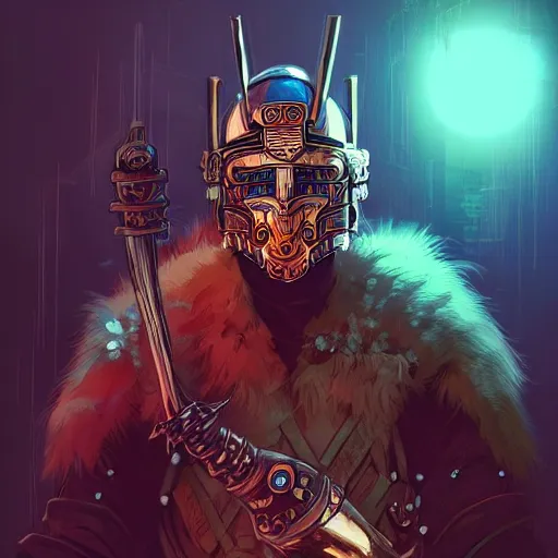 Image similar to cyberpunk viking helmet mask warrior goddess robot ninja fantasy, art gta 5 cover, official fanart behance hd artstation by jesper ejsing, by rhads, makoto shinkai and lois van baarle, ilya kuvshinov, ossdraws