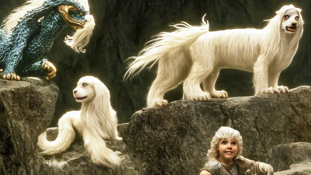 Prompt: falcor the luck dragon. the neverending story movie. sunlit undertones. wolfgang peterson. 3 8 4 0. 2 1 6 0.