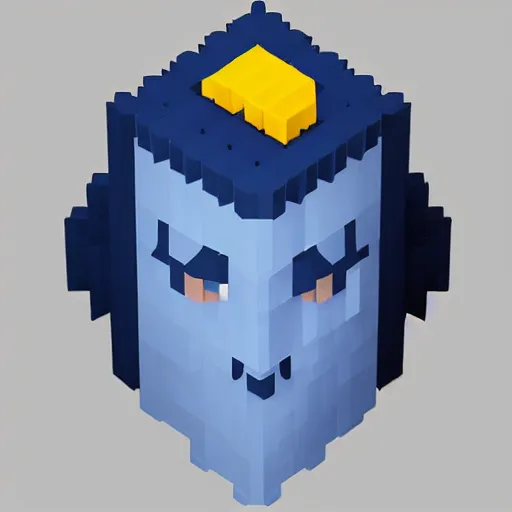 Image similar to an isometric head of donald trump, game art, voxels